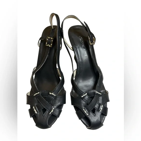 Y2K Millennial Diva Vintage Leather Slingback Woven Cute Cutout Wedge Heel EU 37 - Picture 6 of 16